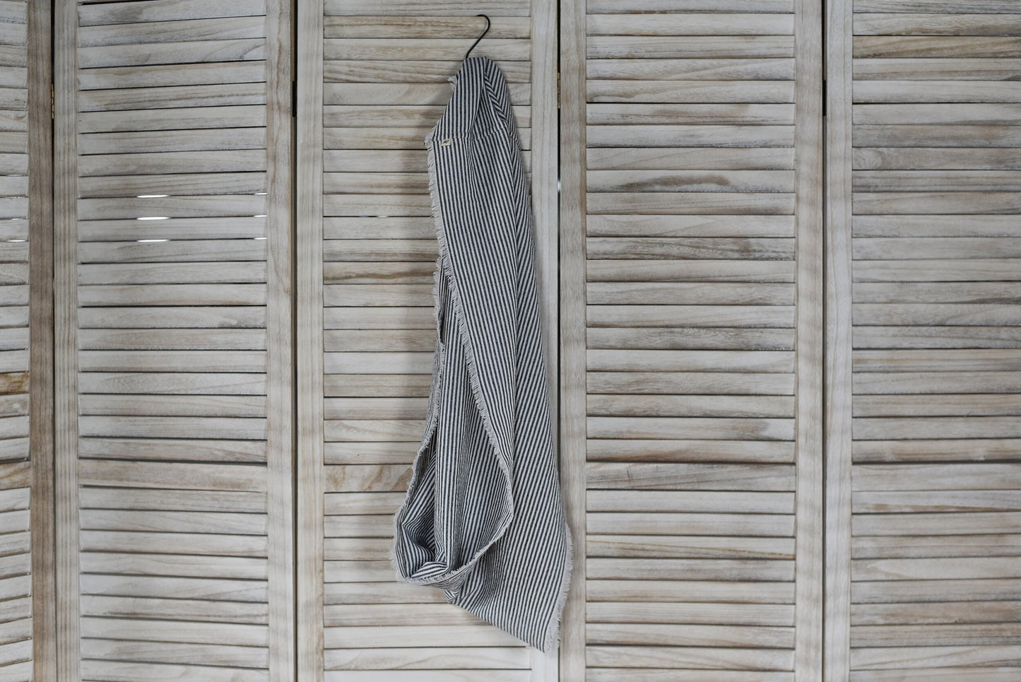 Gray Stripe Linen Infinity Scarf