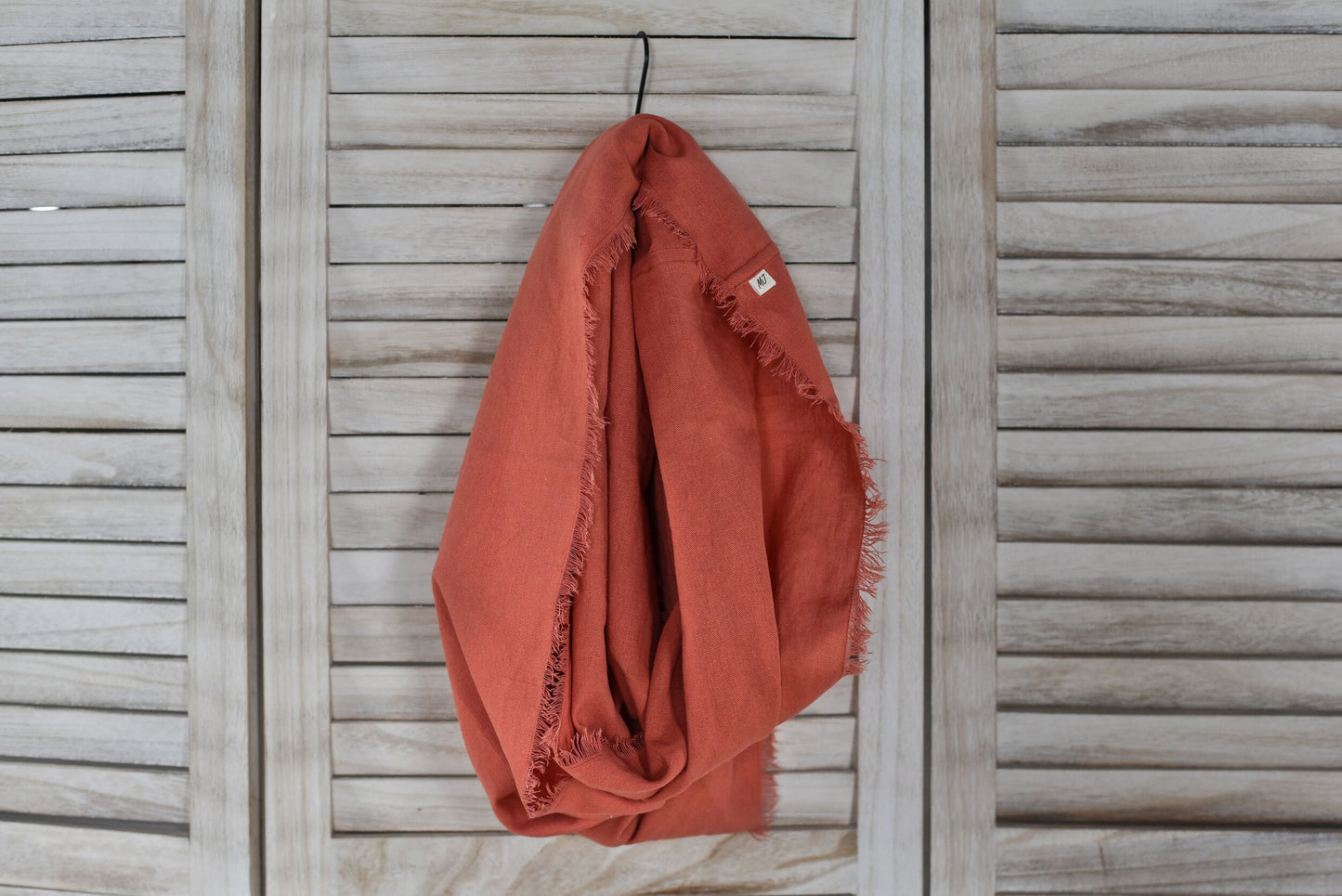 Coral Pink Linen Infinity Scarf