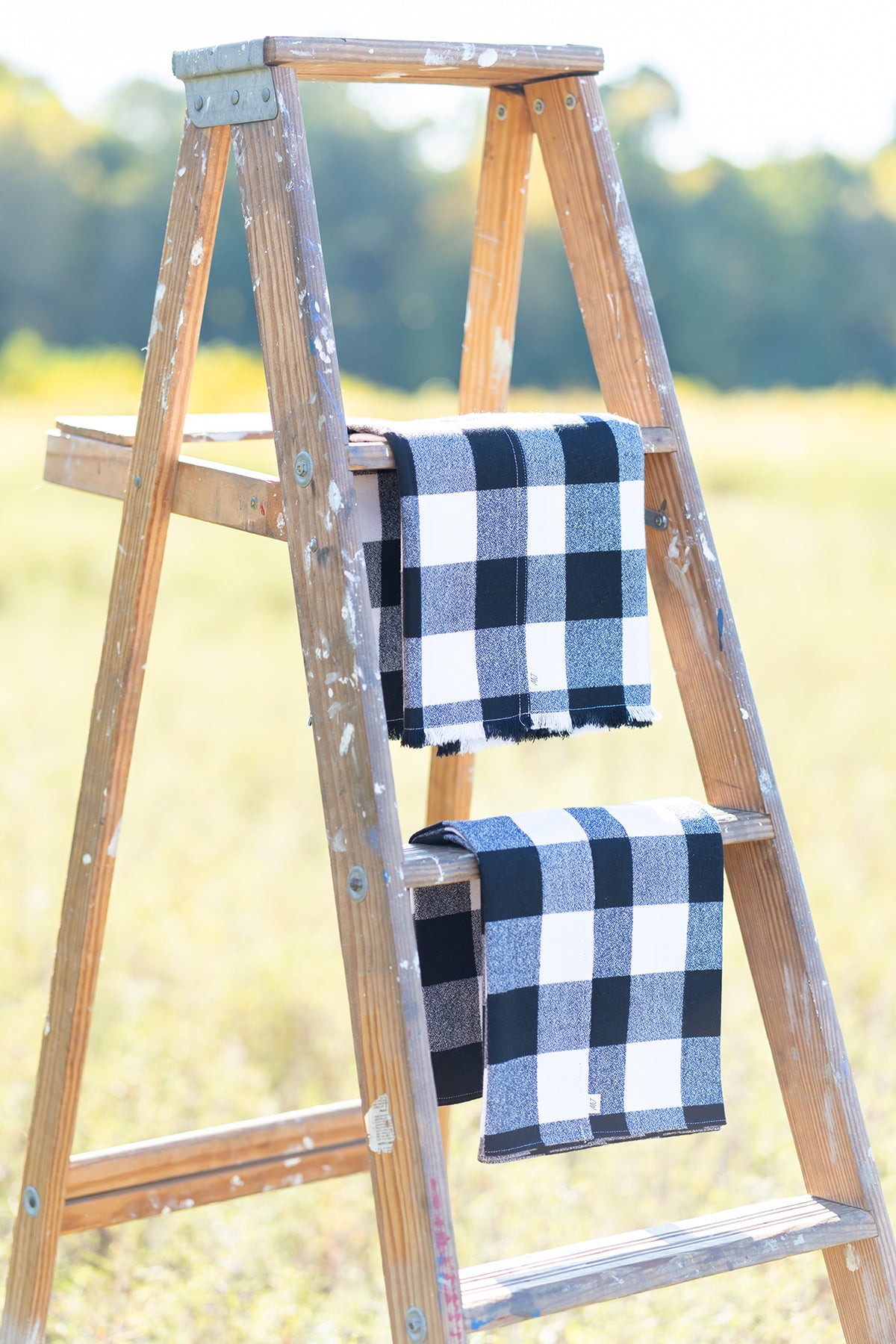 White Buffalo Plaid Flannel Infinity Scarf