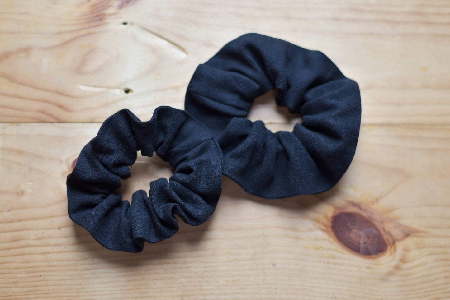 Black Linen Scrunchie