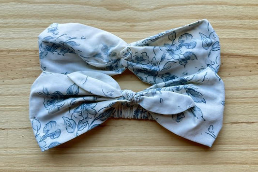 White with Blue Floral Headband