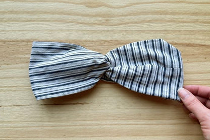 White & Blue Stripe Headband