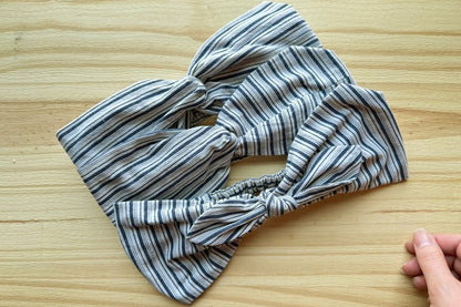 White & Blue Stripe Headband