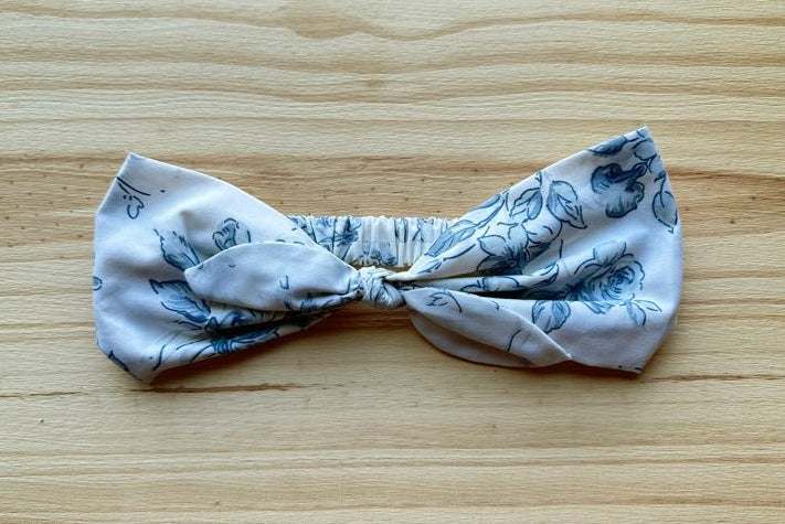 White with Blue Floral Headband