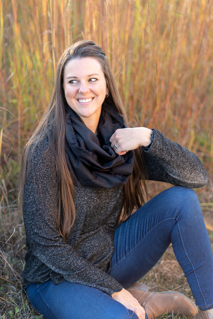Black Flannel Infinity Scarf
