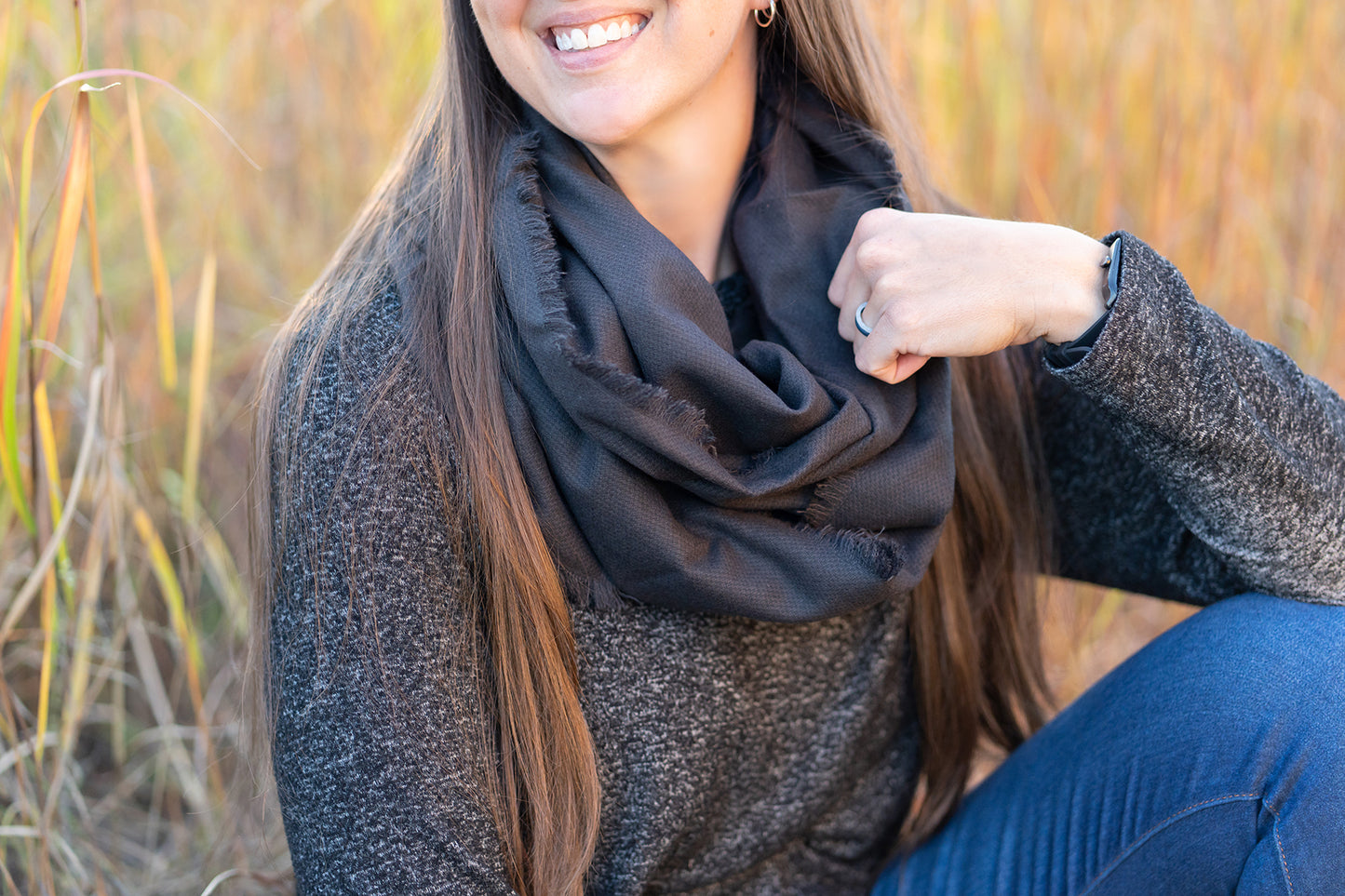 Black Flannel Infinity Scarf