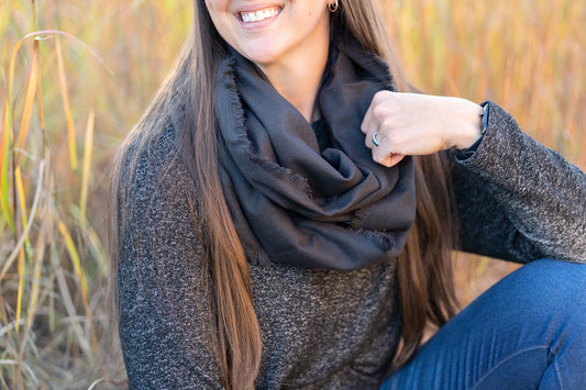 Black Flannel Infinity Scarf