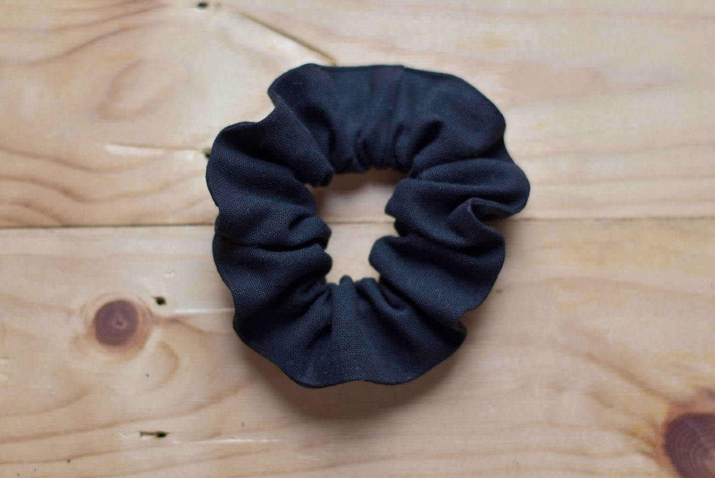 Black Linen Scrunchie