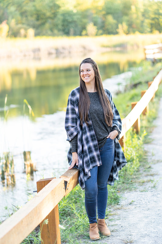 Black Plaid Poncho