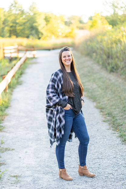 Black Plaid Poncho