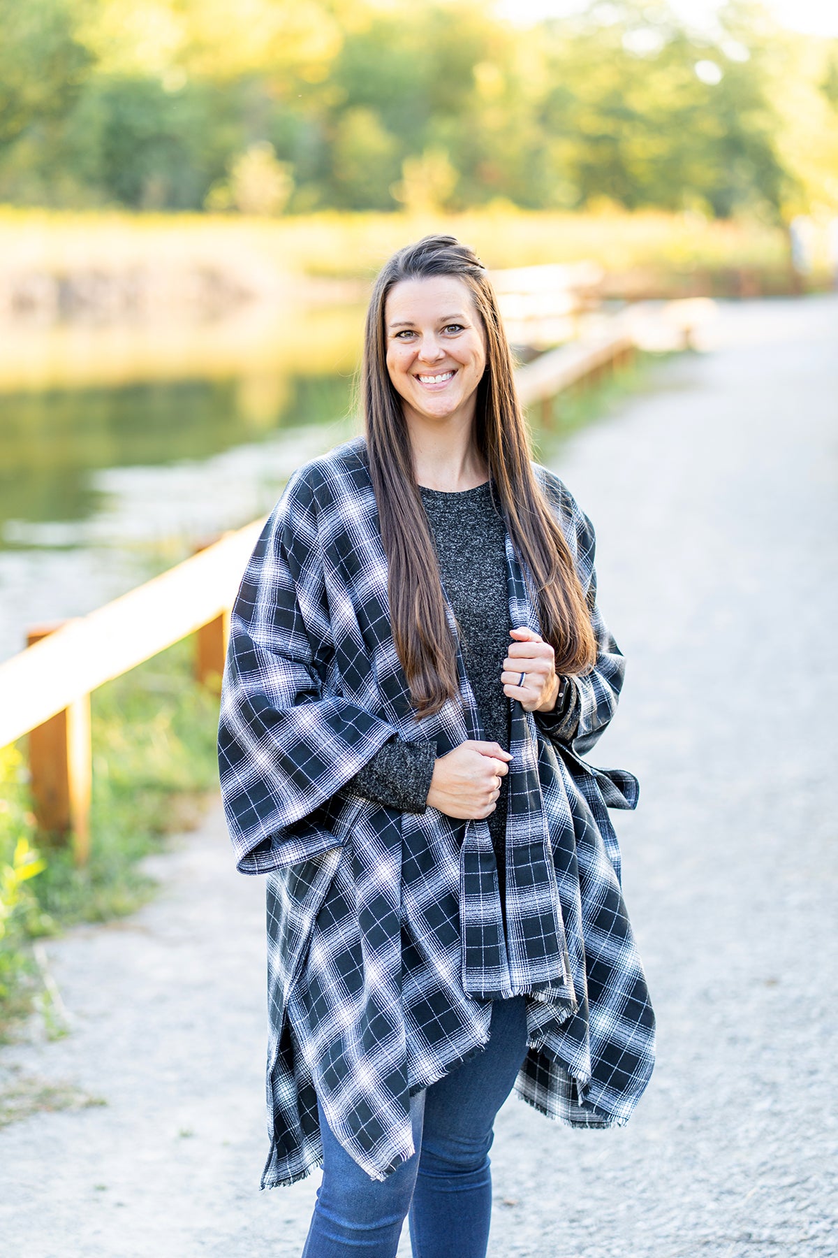Black Plaid Poncho