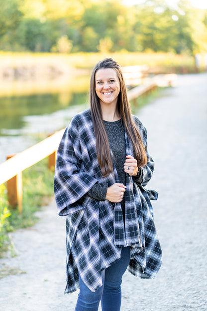 Black Plaid Poncho