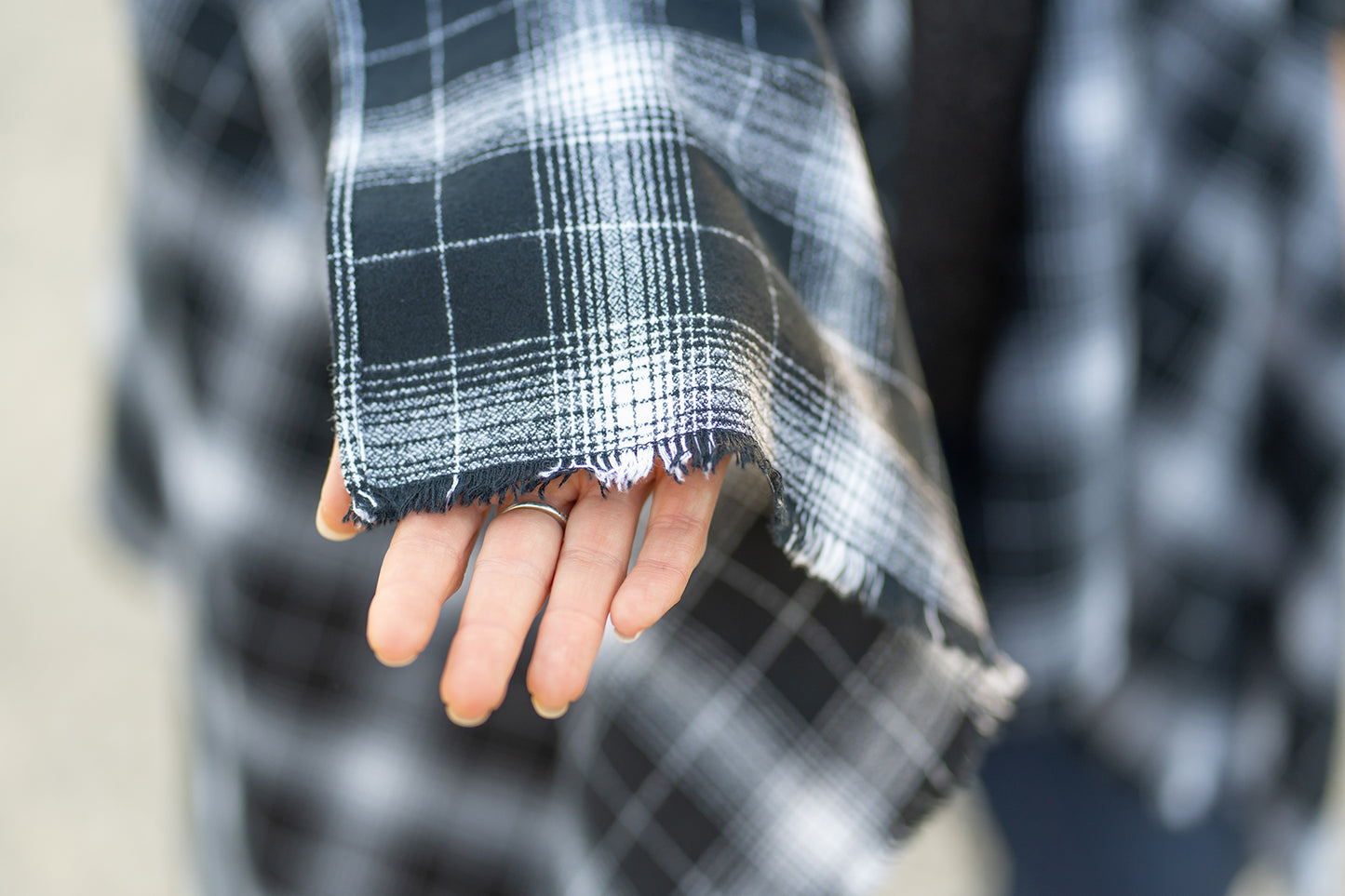 Black Plaid Poncho
