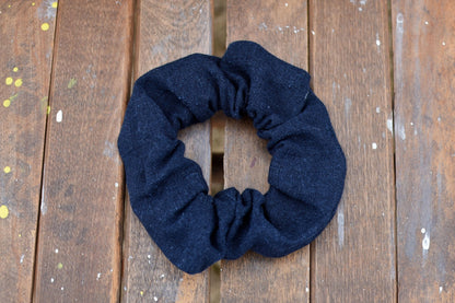 Navy Linen Scrunchie