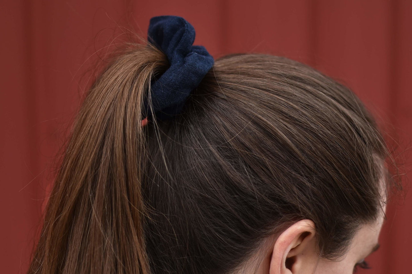 Navy Linen Scrunchie