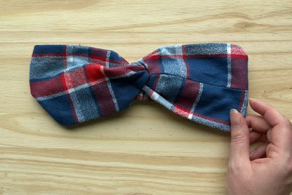 Red and Blue Plaid Flannel Headband