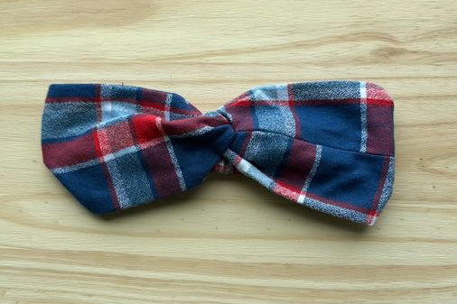 Red and Blue Plaid Flannel Headband
