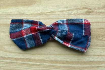 Red and Blue Plaid Flannel Headband