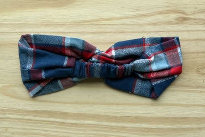 Red and Blue Plaid Flannel Headband