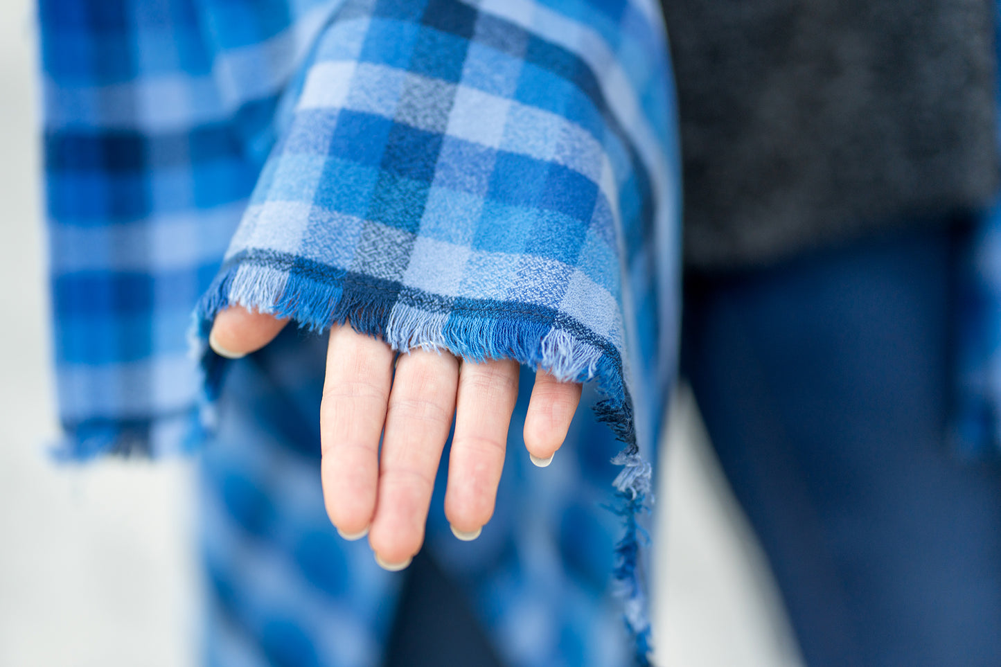 Blue Plaid Poncho