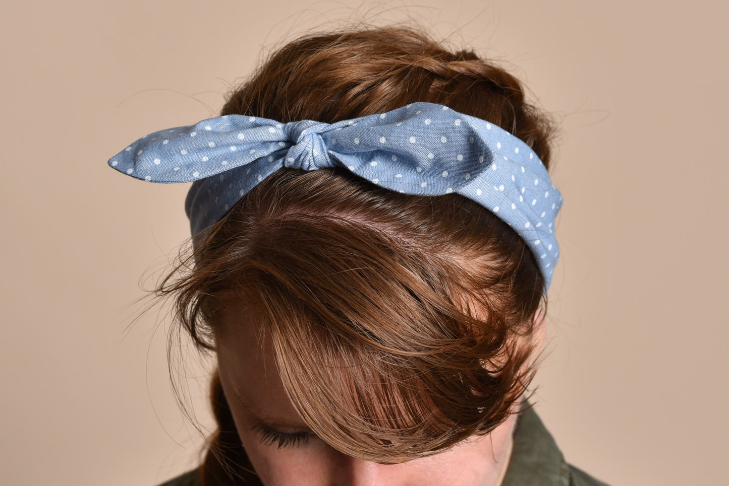 Blue Chambray Dot Headband