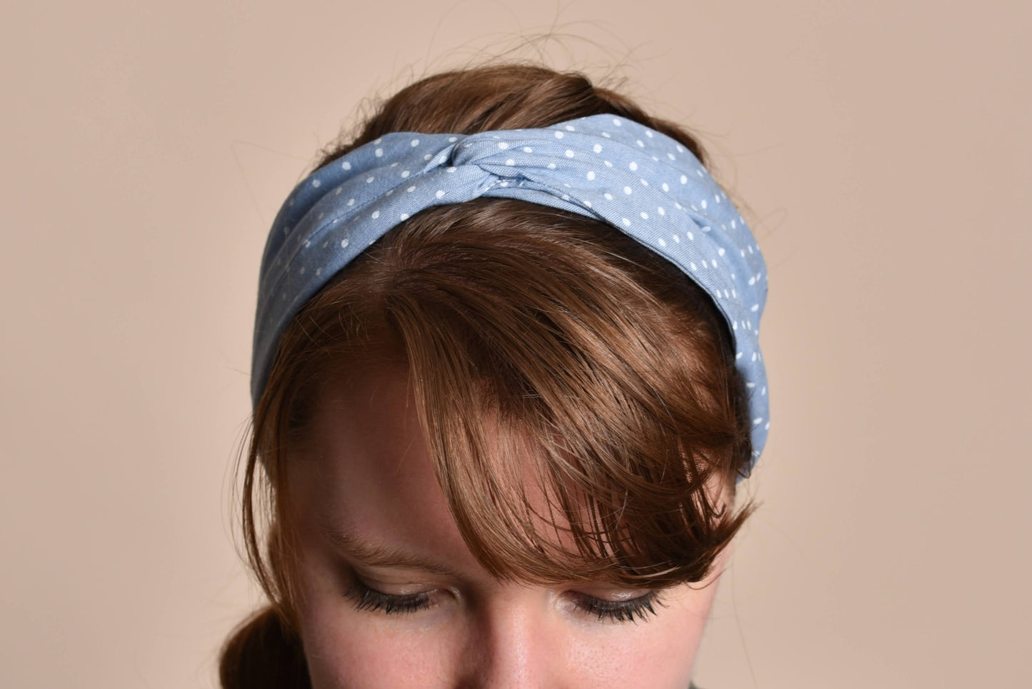 Blue Chambray Dot Headband
