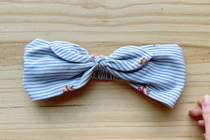 Blue Stripe with Pink Floral Headband
