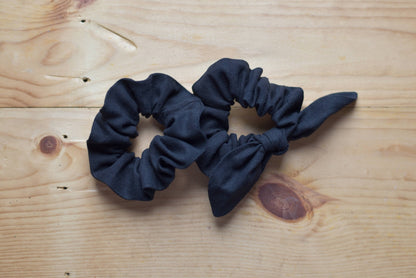 Black Linen Scrunchie