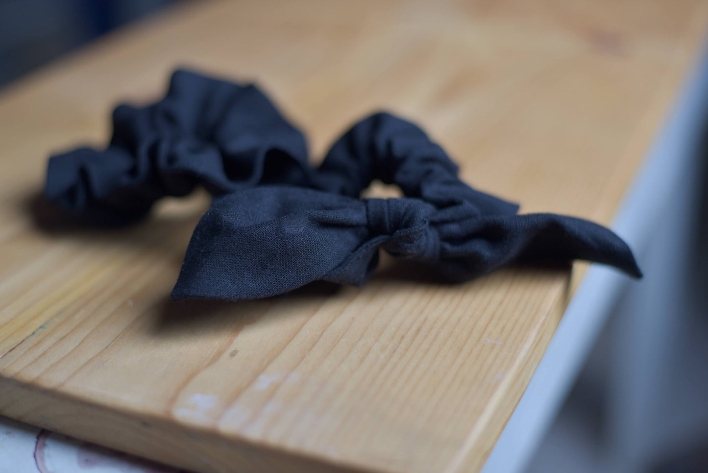 Black Linen Scrunchie