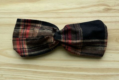 Brown Plaid Flannel Headband