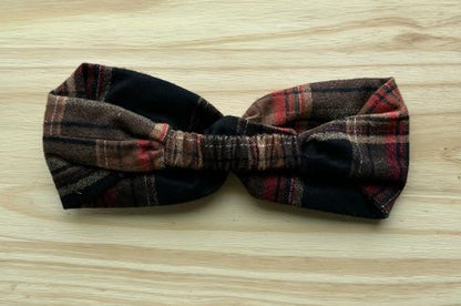 Brown Plaid Flannel Headband