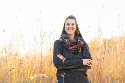 Brown Plaid Flannel Infinity Scarf