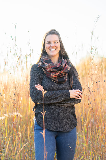 Brown Plaid Flannel Infinity Scarf