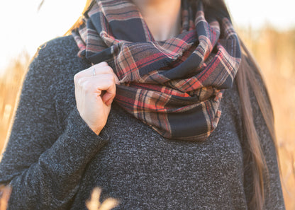 Brown Plaid Flannel Infinity Scarf