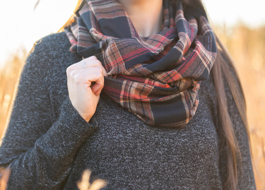 Brown Plaid Flannel Infinity Scarf
