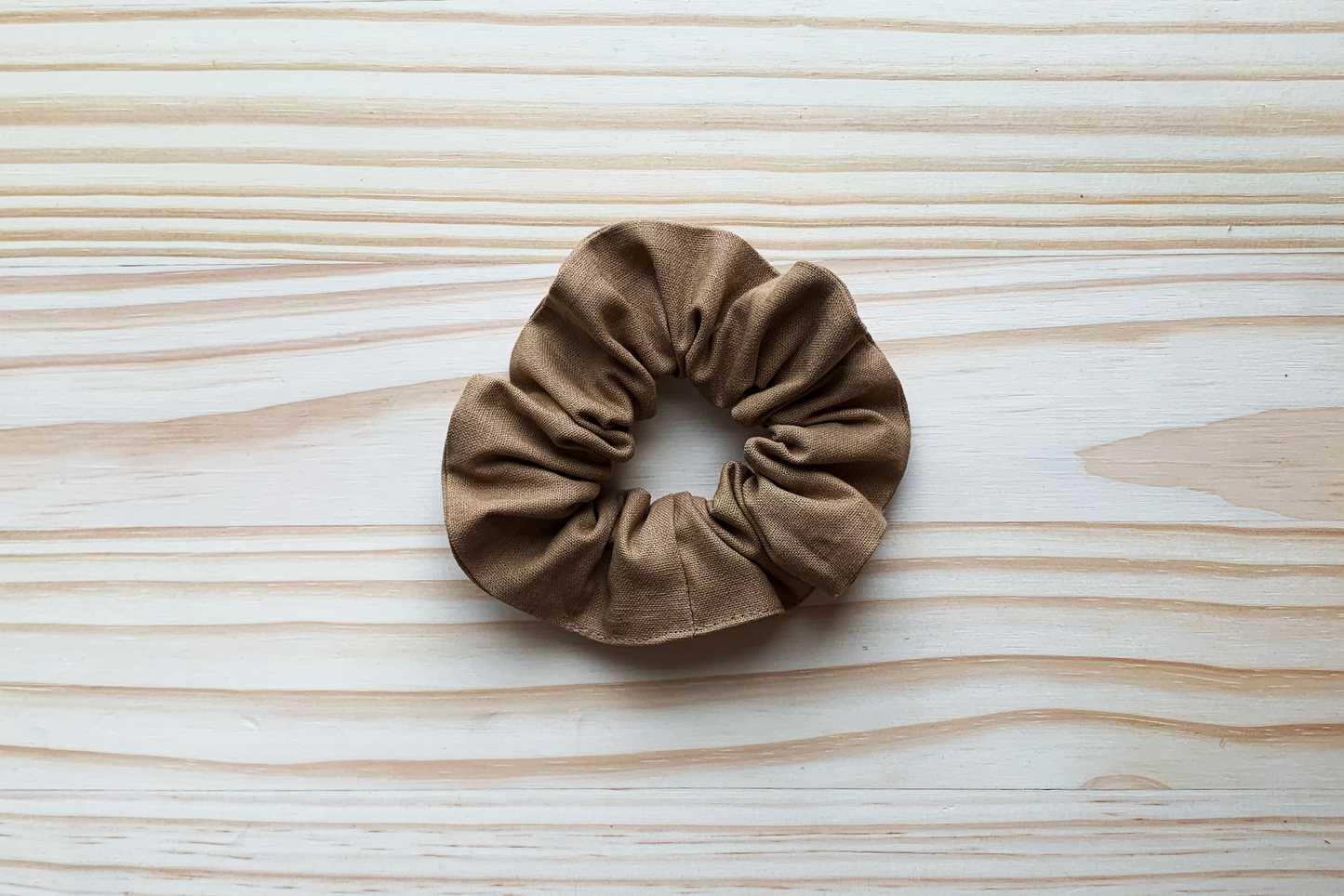 Camel Linen Scrunchie