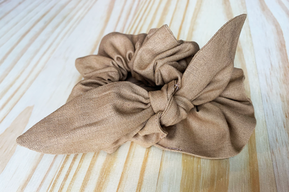 Camel Linen Scrunchie