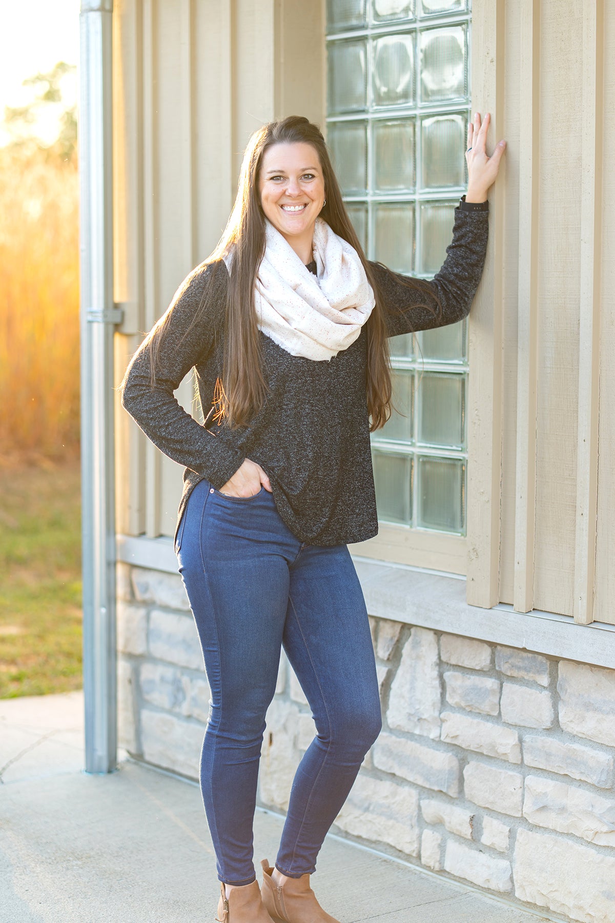 Cream Speckle Flannel Infinity Scarf