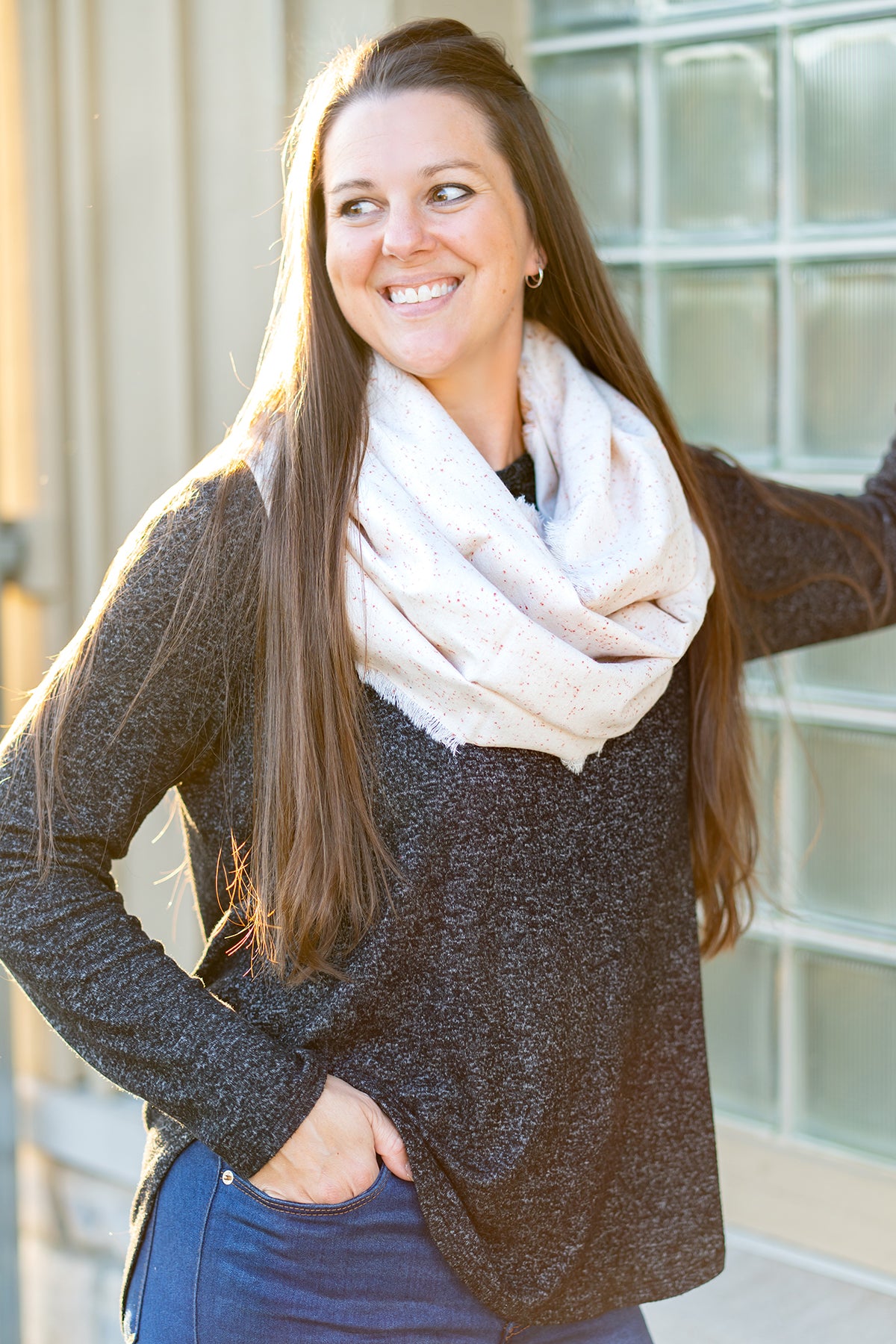 Cream Speckle Flannel Infinity Scarf