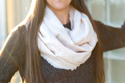 Cream Speckle Flannel Infinity Scarf