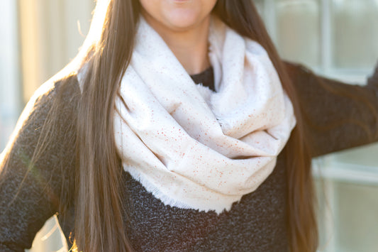 Cream Speckle Flannel Infinity Scarf