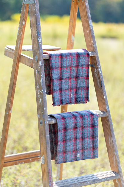 Gray and Red Plaid Flannel Infinity Scarf