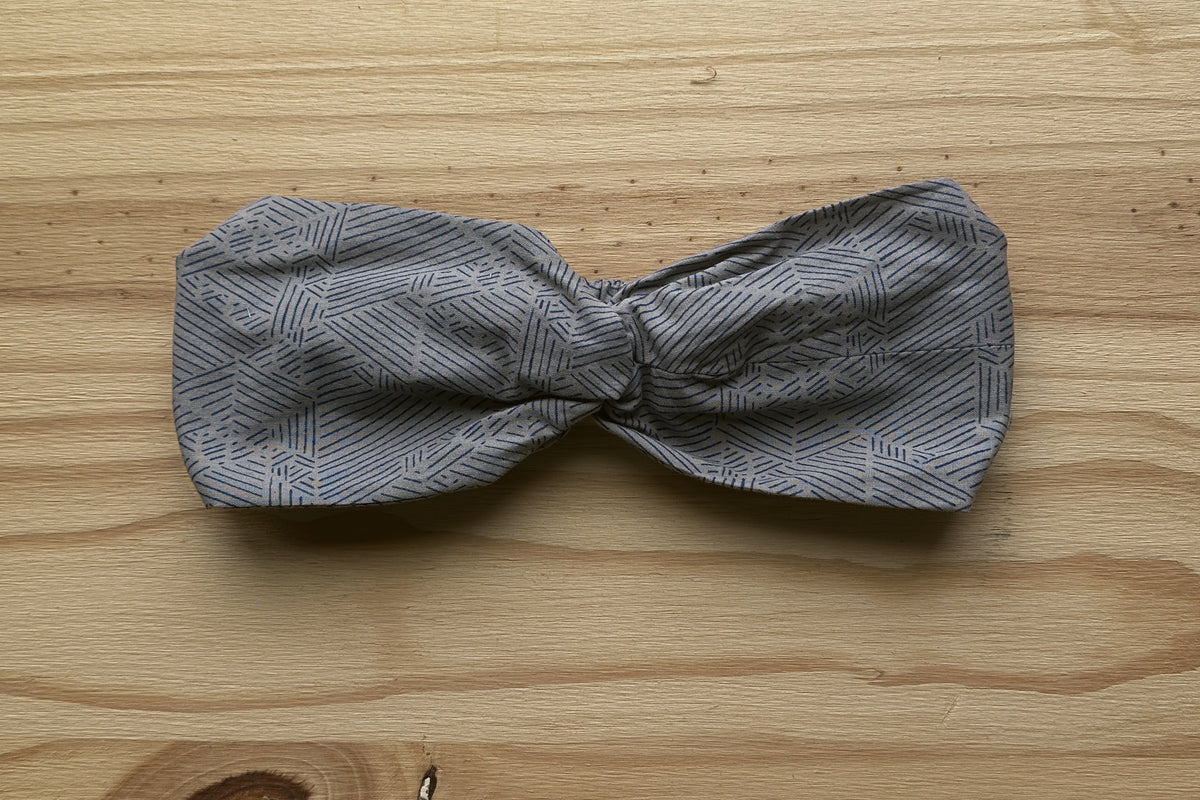 Gray and Blue Print Headband