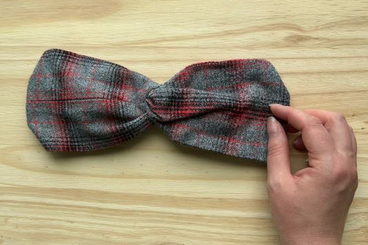 Gray and Red Plaid Flannel Headband