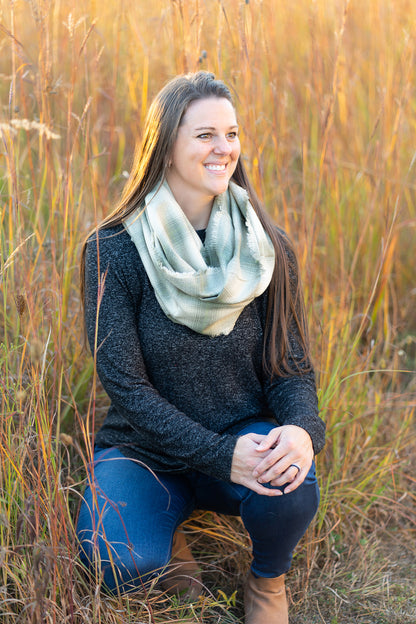 Green Plaid Flannel Infinity Scarf