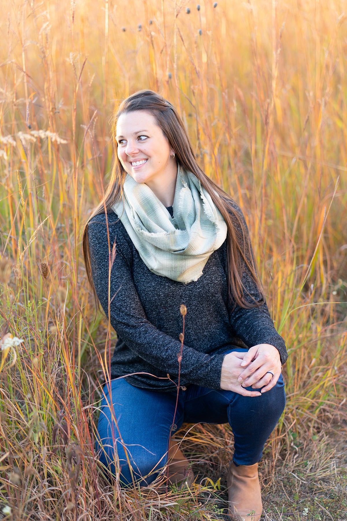 Green Plaid Flannel Infinity Scarf