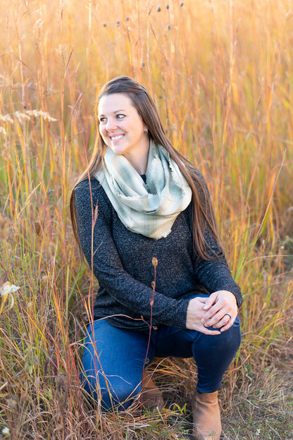 Green Plaid Flannel Infinity Scarf