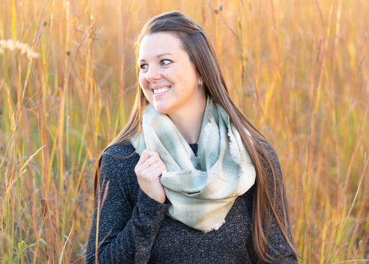 Green Plaid Flannel Infinity Scarf