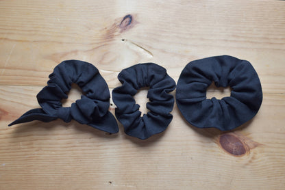 Black Linen Scrunchie