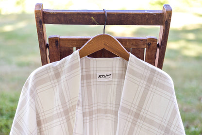 Ivory Plaid Poncho